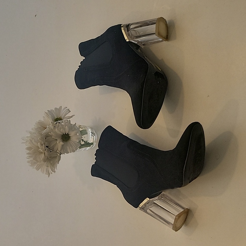 Black Booties With Clear Block Heel - image 7